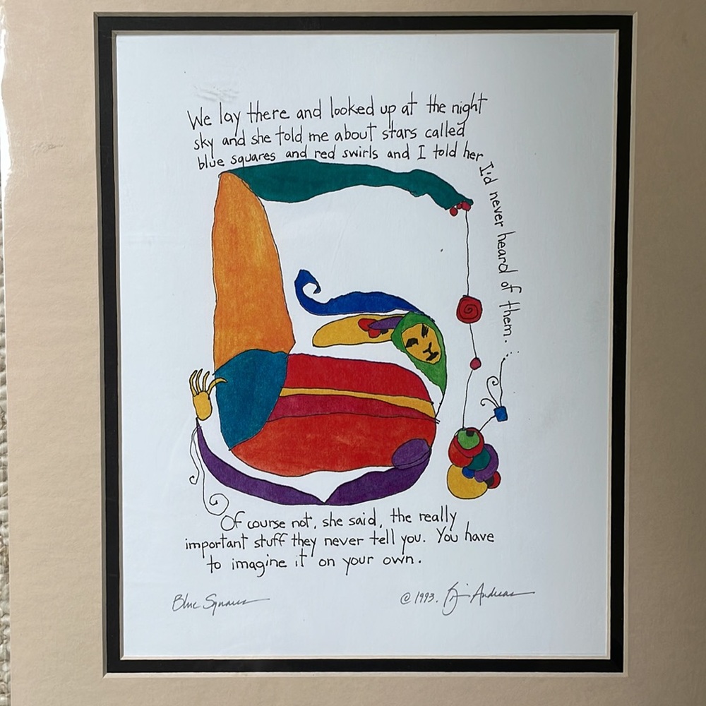 Signed print Blue Squares Brain Andreas (Story People)